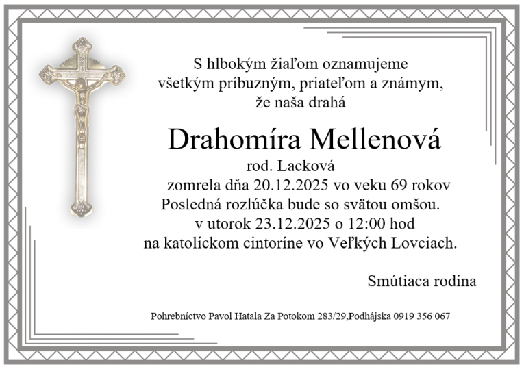 smútočné oznámenie